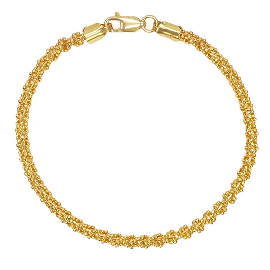 22ct Yellow Gold Fancy Twisted Beaded Diamond Cut Bracelet 7 inches  Diamond Bracelets