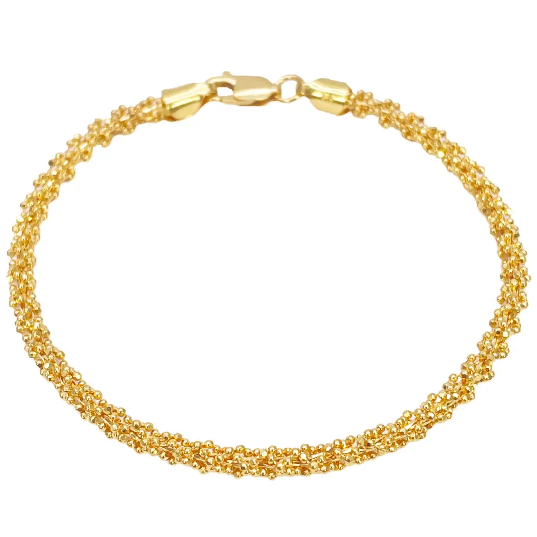 22ct Yellow Gold Fancy Twisted Beaded Diamond Cut Bracelet 7 inches  Diamond Bracelets