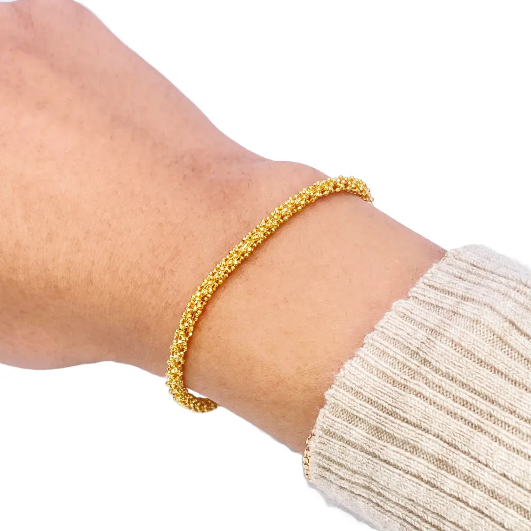 22ct Yellow Gold Fancy Twisted Beaded Diamond Cut Bracelet 7 inches  Diamond Bracelets