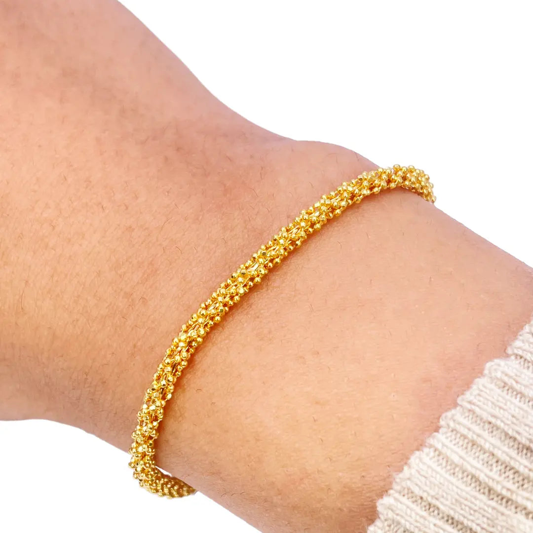 22ct Yellow Gold Fancy Twisted Beaded Diamond Cut Bracelet 7 inches  Diamond Bracelets