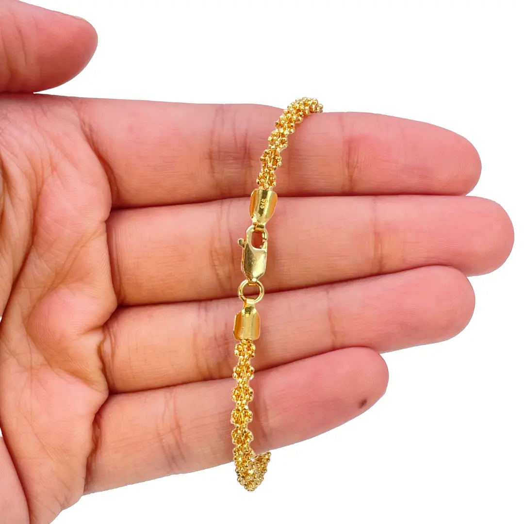 22ct Yellow Gold Fancy Twisted Beaded Diamond Cut Bracelet 7 inches  Diamond Bracelets