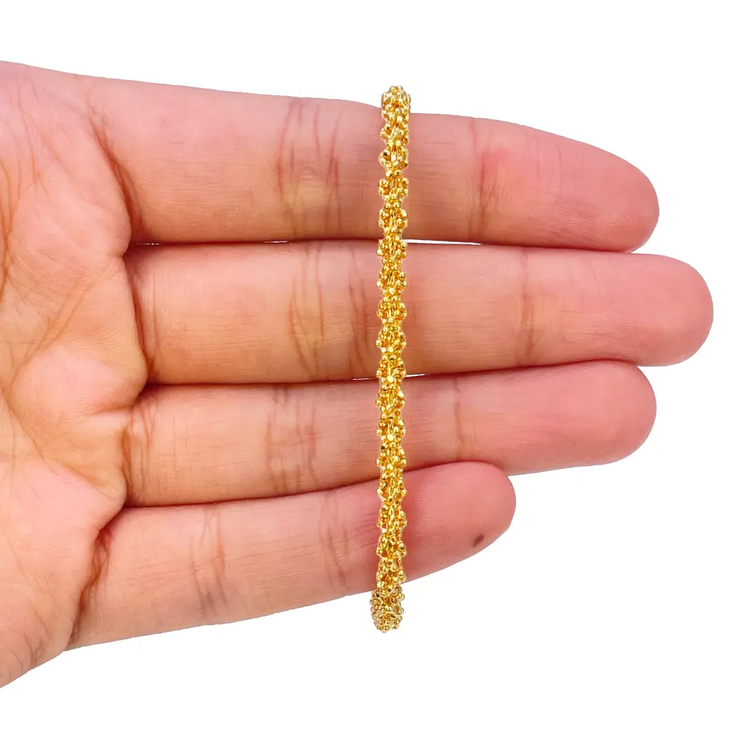 22ct Yellow Gold Fancy Twisted Beaded Diamond Cut Bracelet 7 inches  Diamond Bracelets