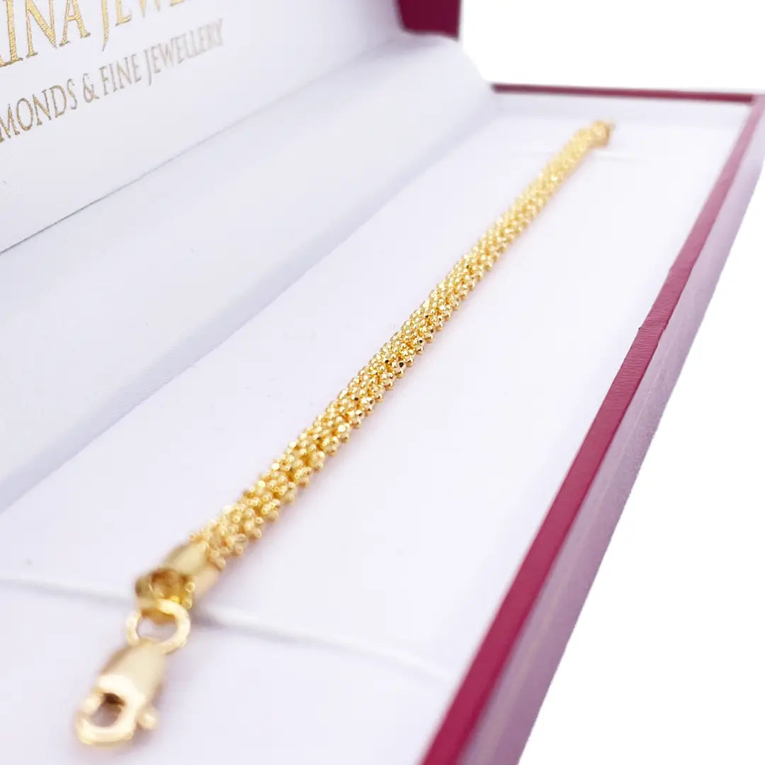 22ct Yellow Gold Fancy Twisted Beaded Diamond Cut Bracelet 7 inches  Diamond Bracelets