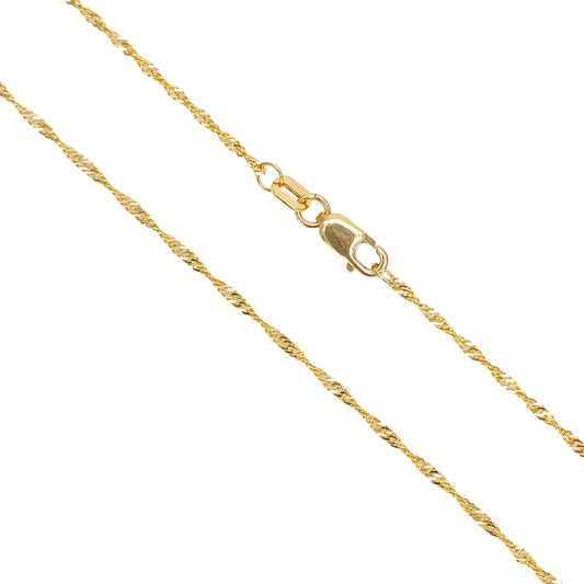 22ct Yellow Gold Fancy Twisted Ripple Chain Necklace 16''inches 1.3mm Width 