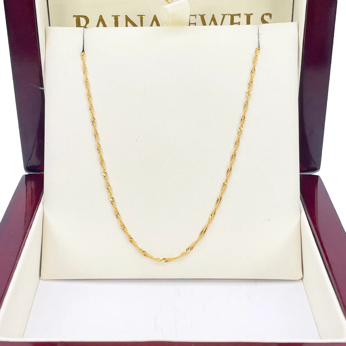 22ct Yellow Gold Fancy Twisted Ripple Chain Necklace 16''inches 1.3mm Width 