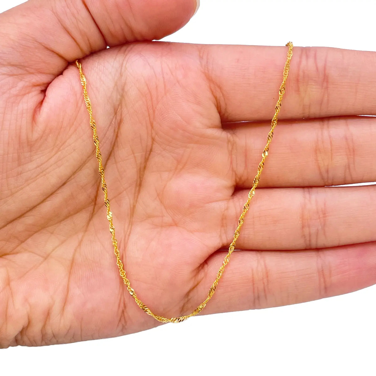 22ct Yellow Gold Fancy Twisted Ripple Chain Necklace 16''inches 1.3mm Width 