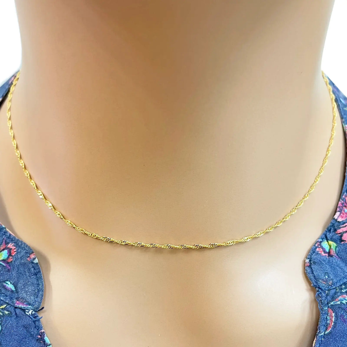 22ct Yellow Gold Fancy Twisted Ripple Chain Necklace 16''inches 1.3mm Width 