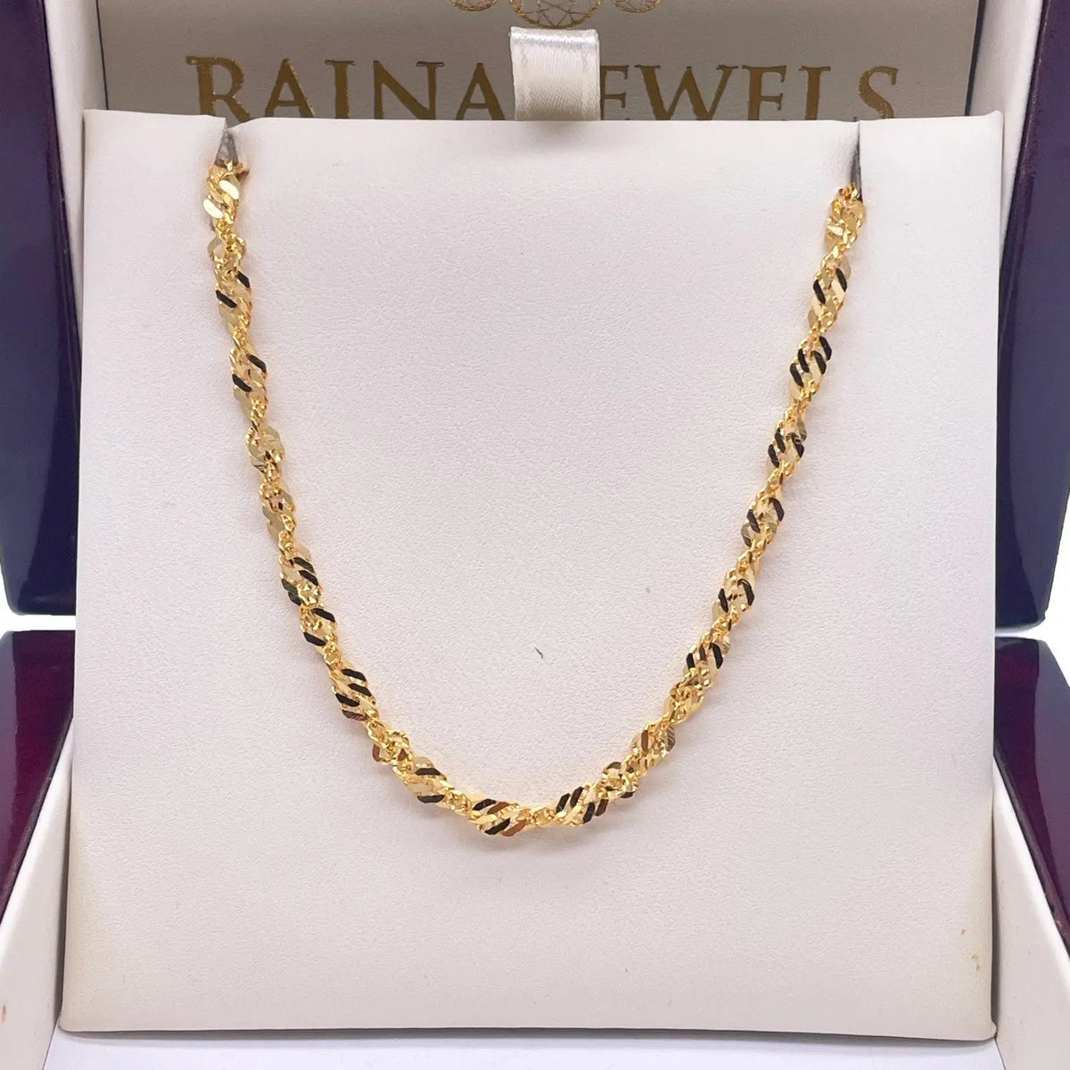 22ct Yellow Gold Fancy Twisted Ripple Chain Necklace 18 Inches 3mm Width  Gold Chain