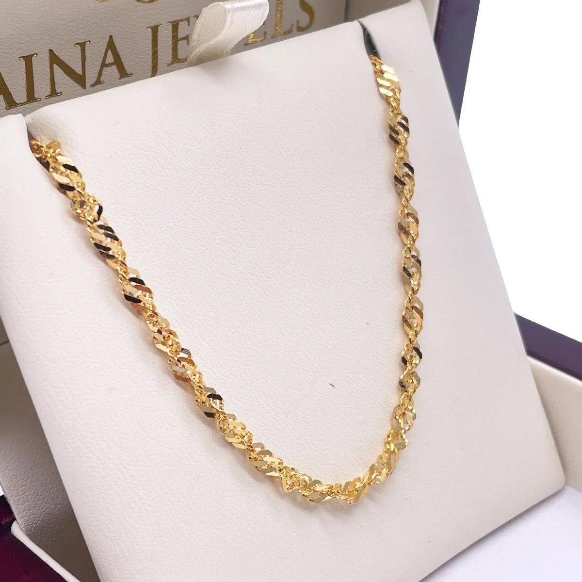 22ct Yellow Gold Fancy Twisted Ripple Chain Necklace 18 Inches 3mm Width  Gold Chain