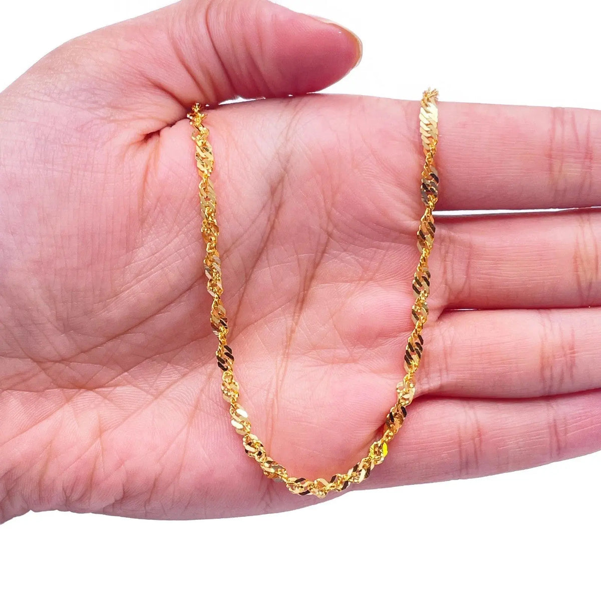 22ct Yellow Gold Fancy Twisted Ripple Chain Necklace 18 Inches 3mm Width  Gold Chain