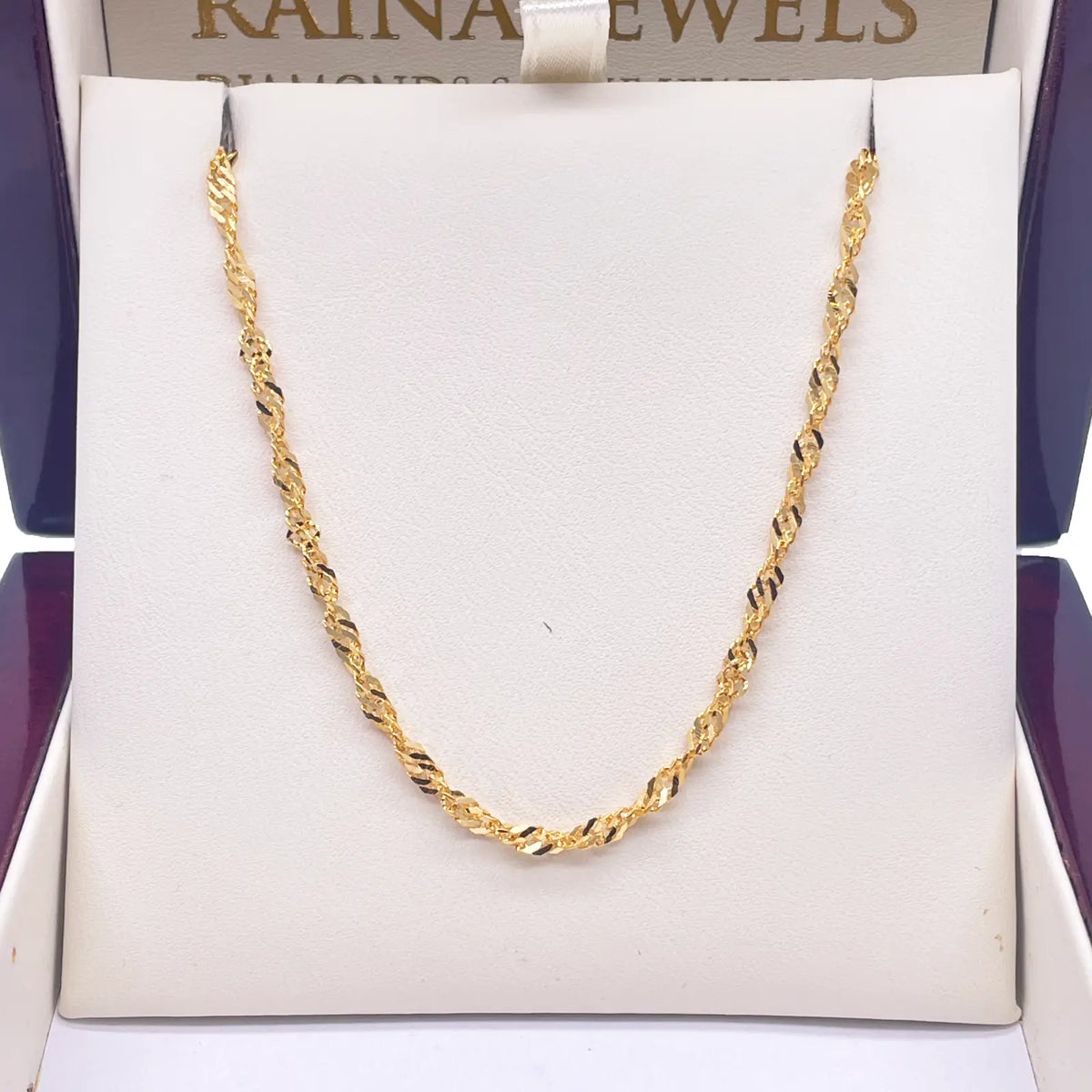 22ct Yellow Gold Fancy Twisted Ripple Chain Necklace 18''inches 2.4mm Width 