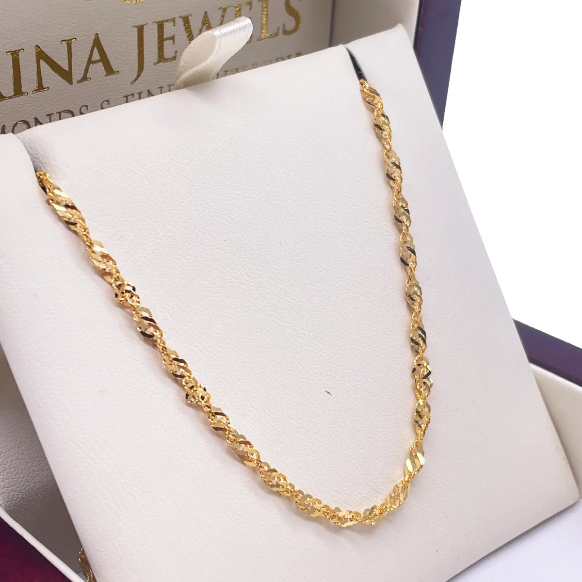 22ct Yellow Gold Fancy Twisted Ripple Chain Necklace 18''inches 2.4mm Width 