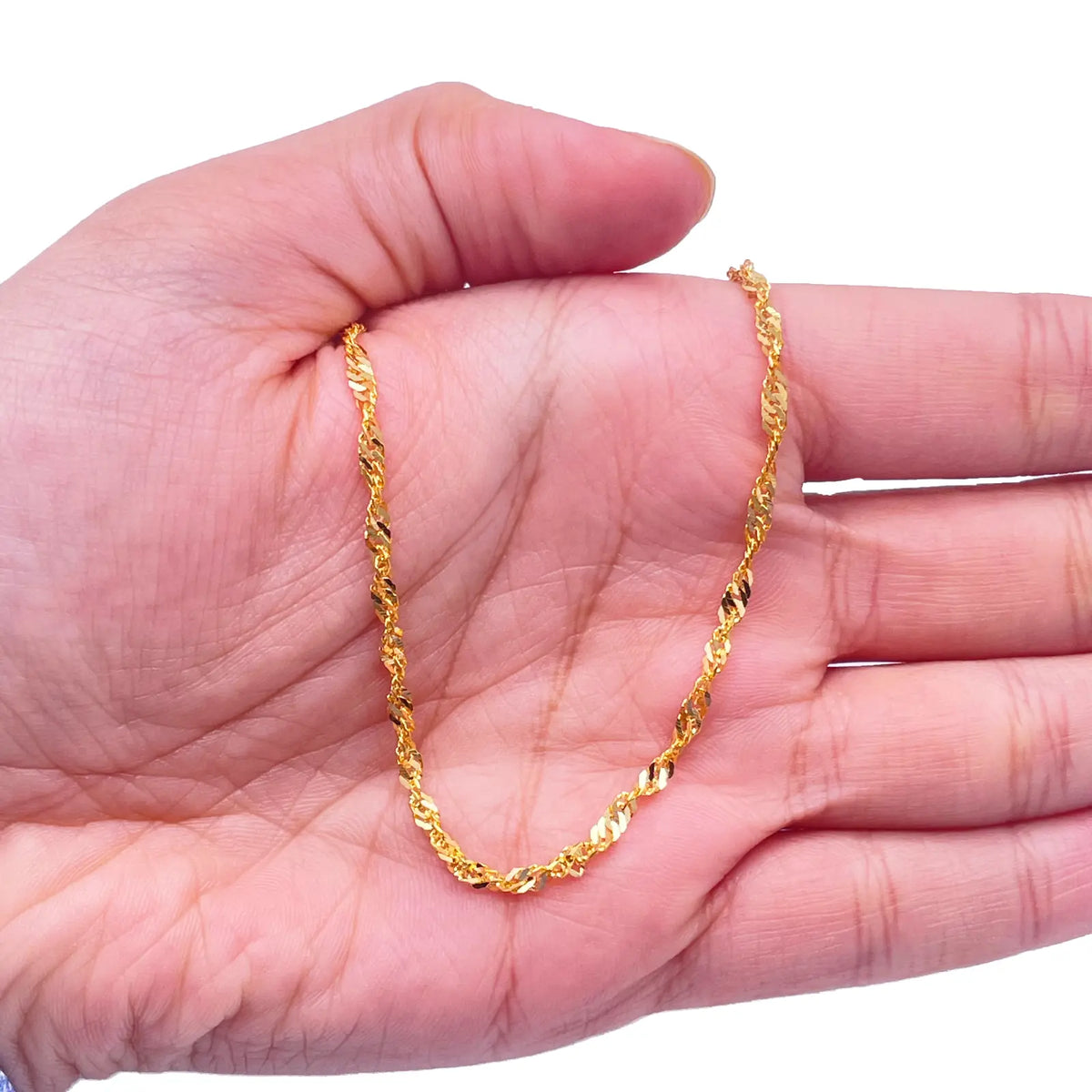 22ct Yellow Gold Fancy Twisted Ripple Chain Necklace 18''inches 2.4mm Width 