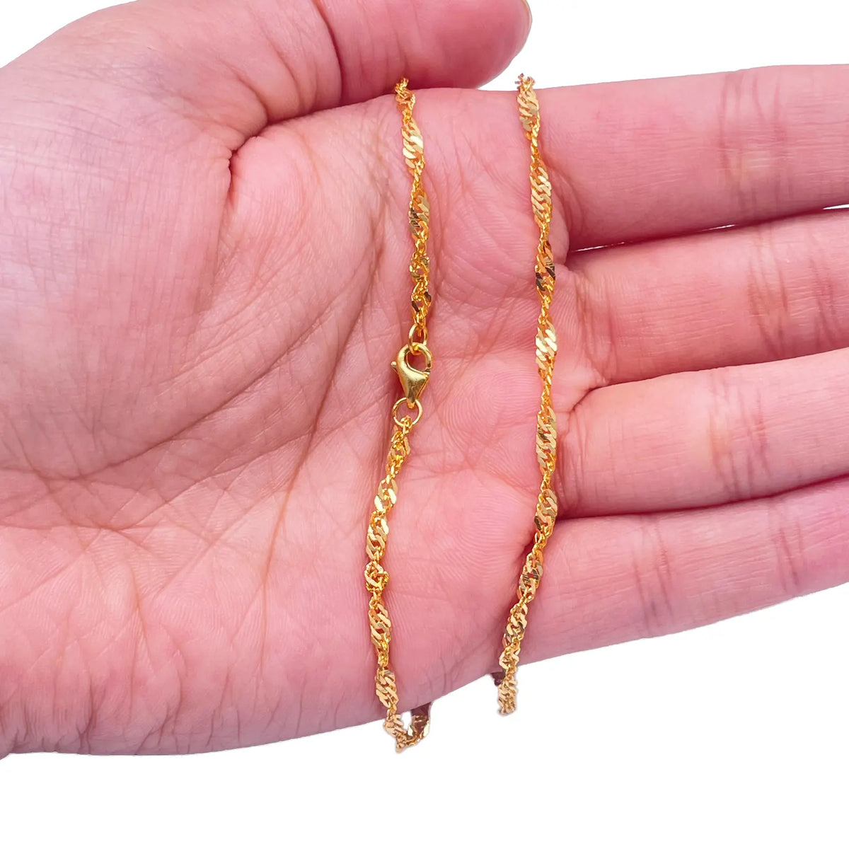 22ct Yellow Gold Fancy Twisted Ripple Chain Necklace 18''inches 2.4mm Width 