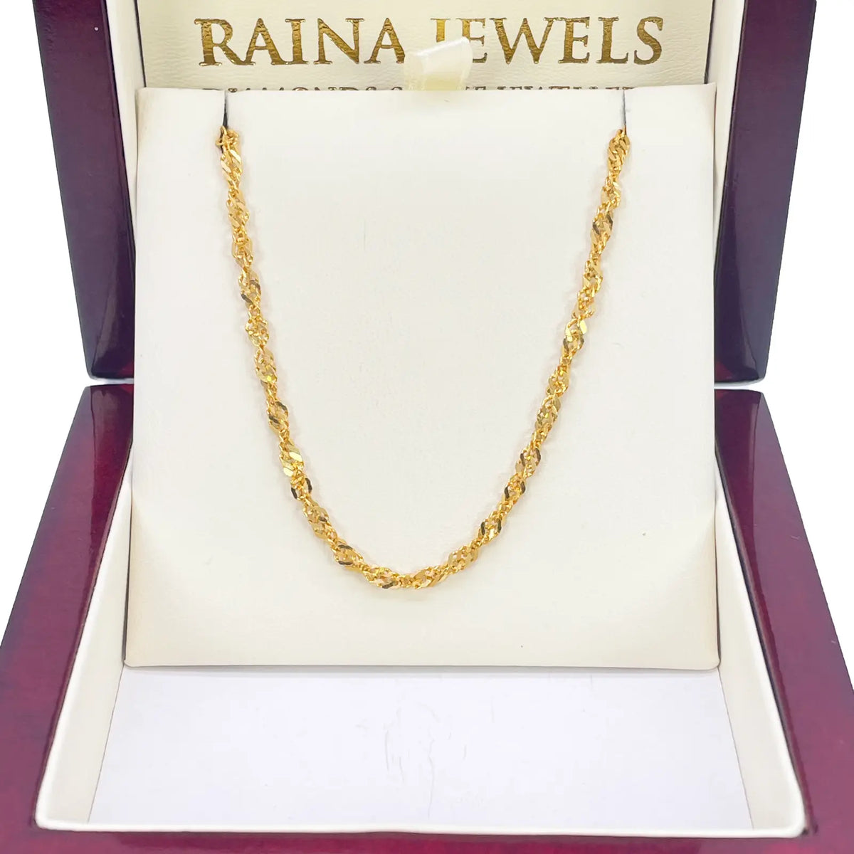 22ct Yellow Gold Fancy Twisted Ripple Chain Necklace 20 inches 2.8mm Width 