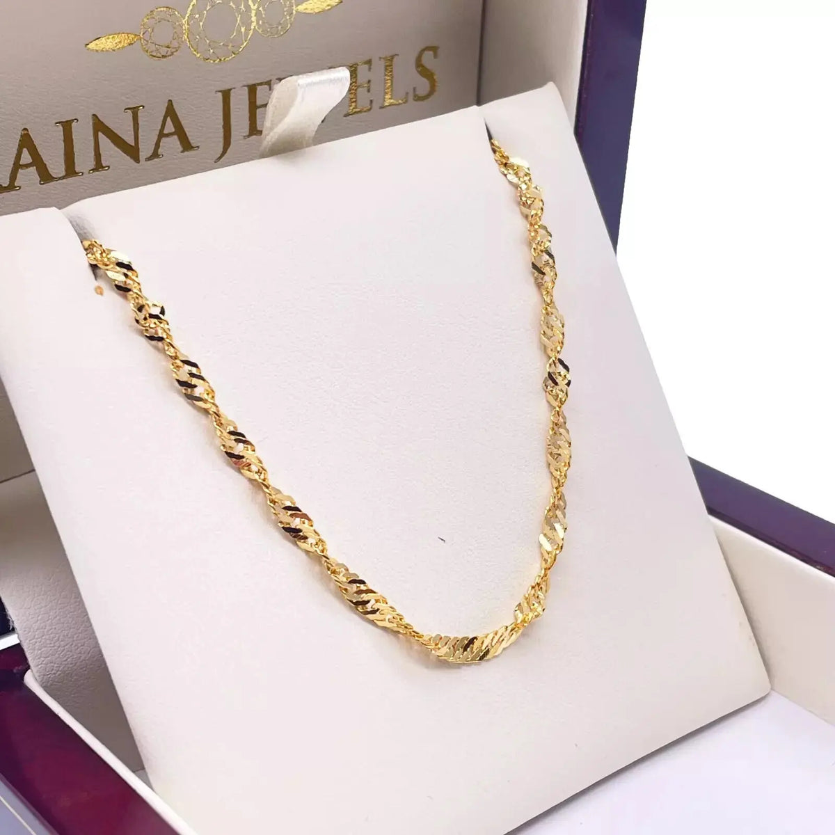 22ct Yellow Gold Fancy Twisted Ripple Chain Necklace 20 inches 2.8mm Width 