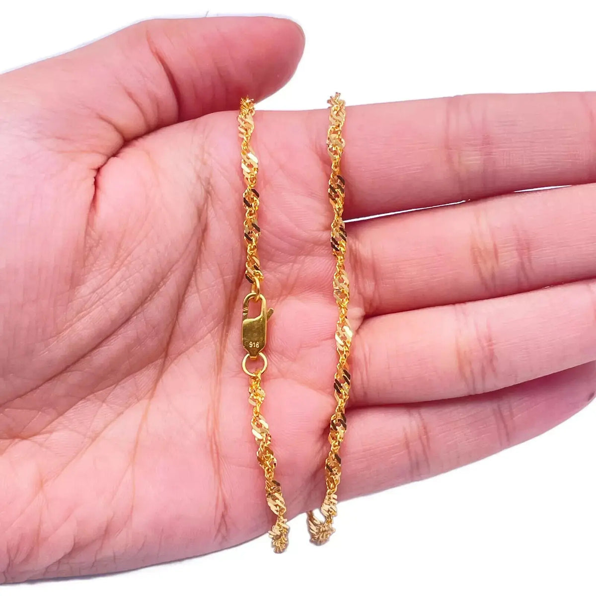 22ct Yellow Gold Fancy Twisted Ripple Chain Necklace 20 inches 2.8mm Width 