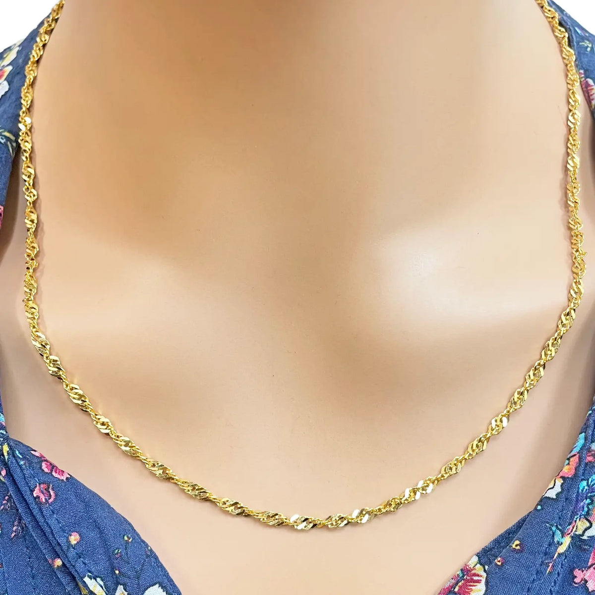 22ct Yellow Gold Fancy Twisted Ripple Chain Necklace 20 inches 2.8mm Width 