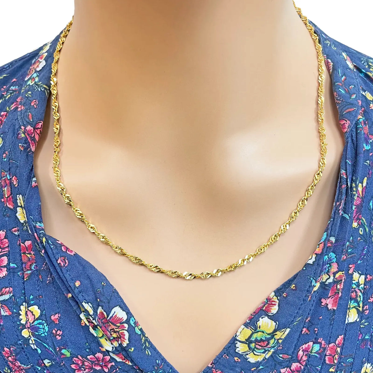 22ct Yellow Gold Fancy Twisted Ripple Chain Necklace 20 inches 2.8mm Width 
