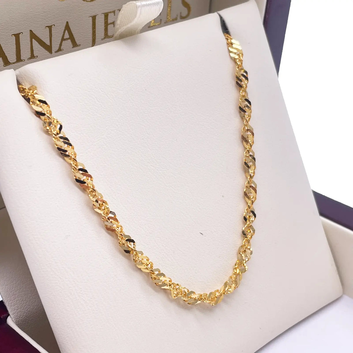 22ct Yellow Gold Fancy Twisted Ripple Chain Necklace 22 Inches 3mm Width  Diamond Bracelets
