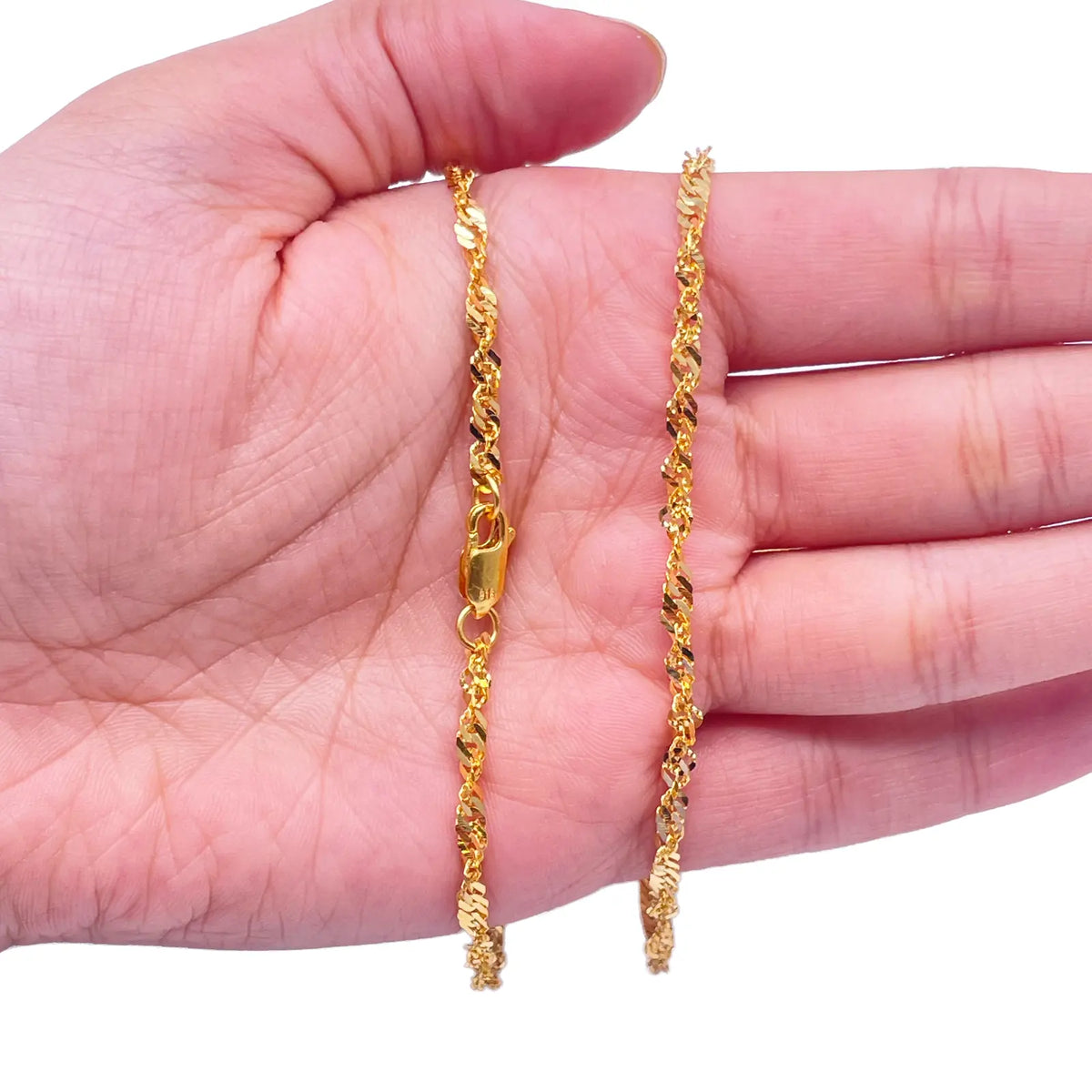 22ct Yellow Gold Fancy Twisted Ripple Chain Necklace 22 Inches 3mm Width  Diamond Bracelets
