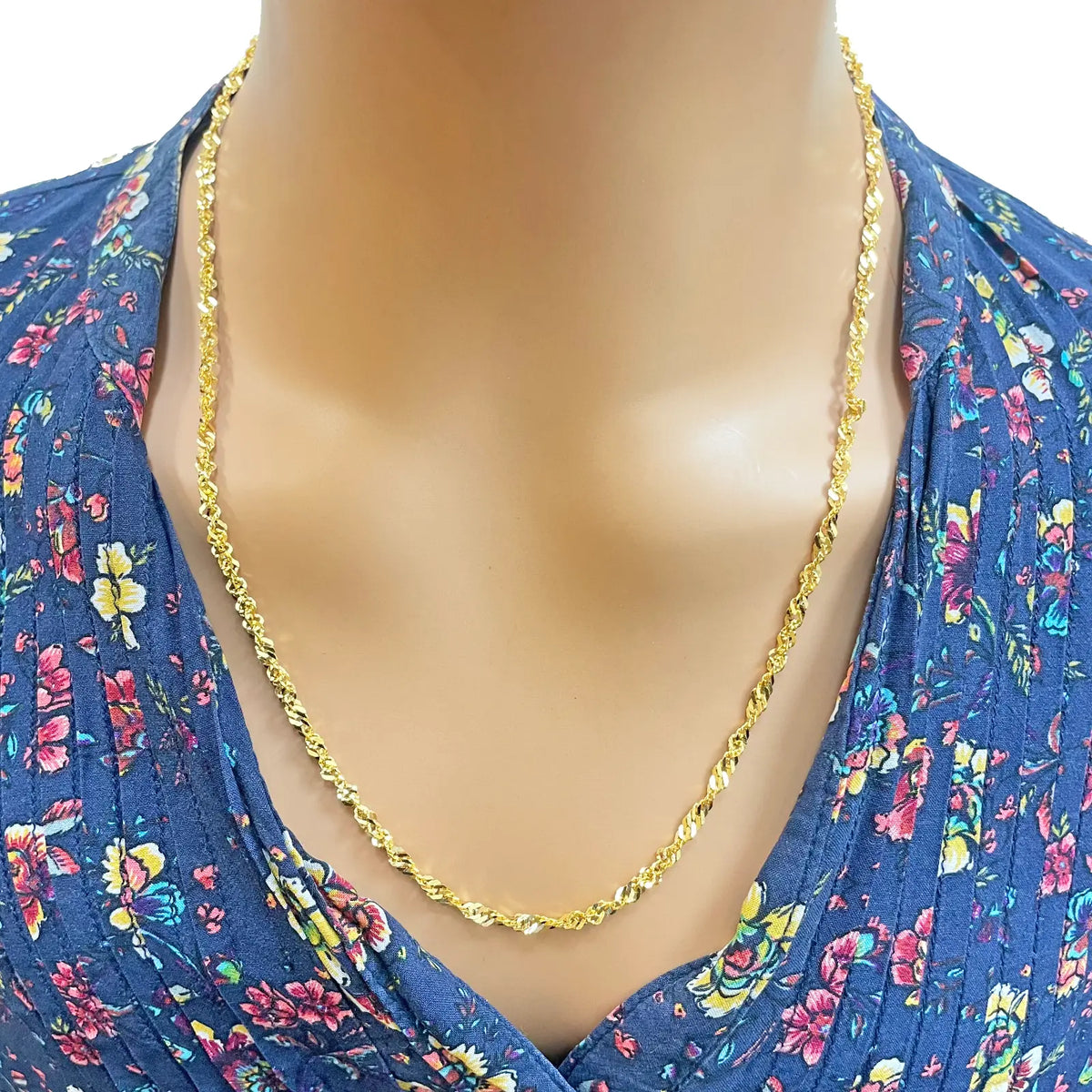 22ct Yellow Gold Fancy Twisted Ripple Chain Necklace 22 Inches 3mm Width  Diamond Bracelets