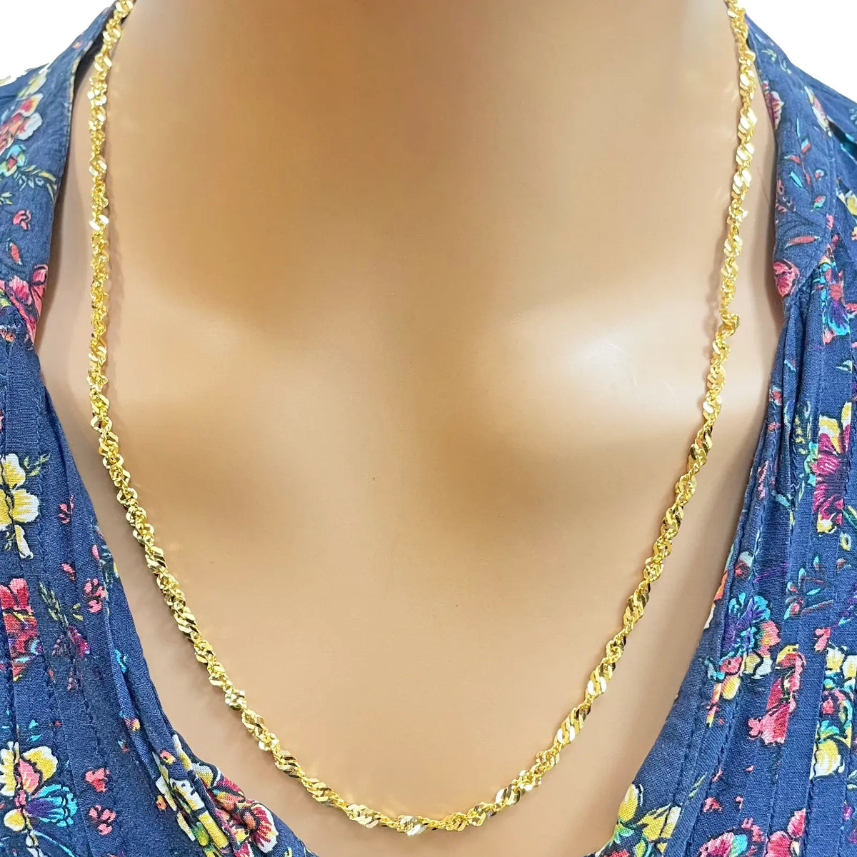 22ct Yellow Gold Fancy Twisted Ripple Chain Necklace 22 Inches 3mm Width  Diamond Bracelets