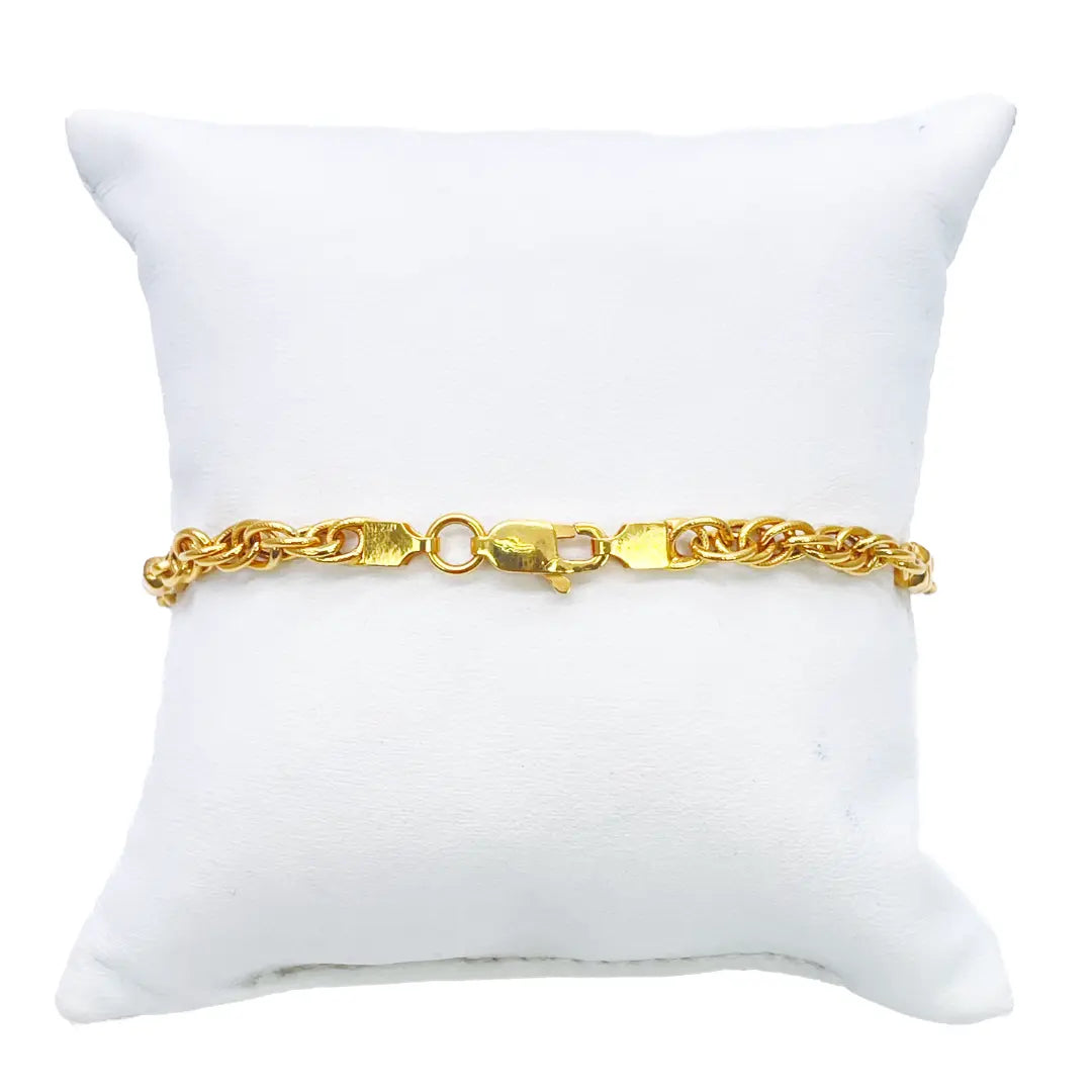 22ct Yellow Gold Fancy Two-Tone Chain Link Bracelet 8 inches 4.6mm Width 