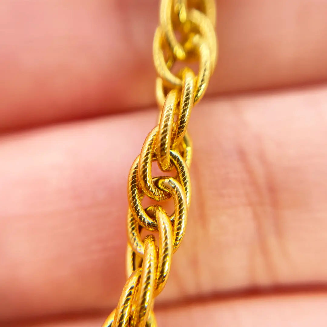 22ct Yellow Gold Fancy Two-Tone Chain Link Bracelet 8 inches 4.6mm Width 