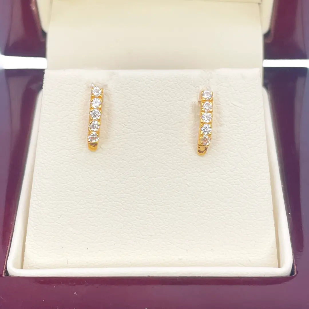 22ct Yellow Gold Five Stone Cubic Zirconia Half Hoop Childrens Earrings 10.6mm 
