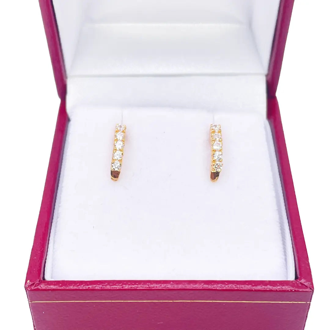 22ct Yellow Gold Five Stone Cubic Zirconia Half Hoop Childrens Earrings 10.6mm 
