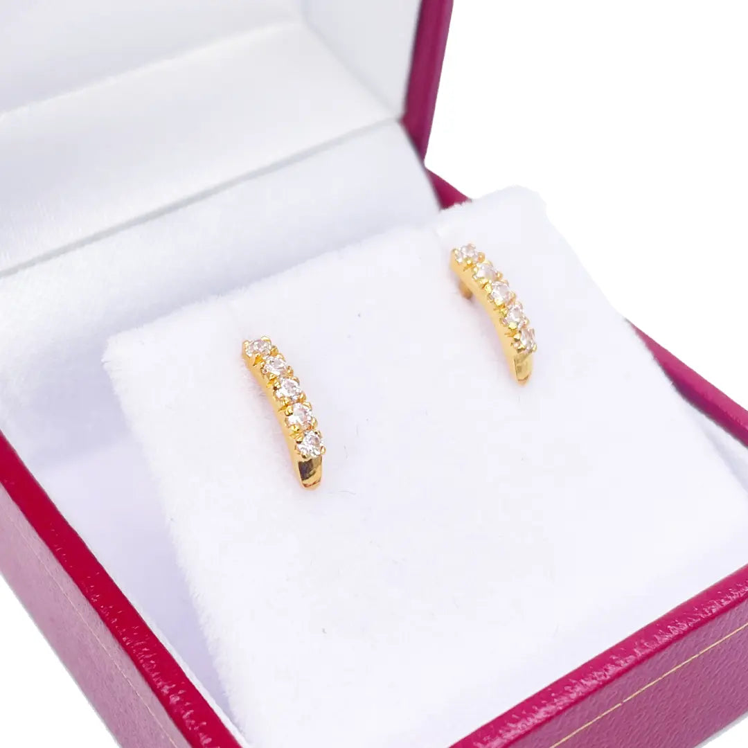 22ct Yellow Gold Five Stone Cubic Zirconia Half Hoop Childrens Earrings 10.6mm 