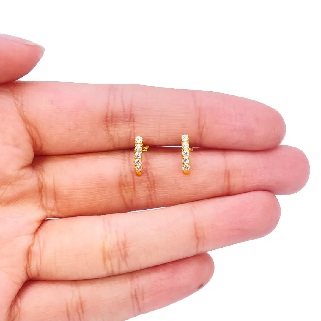 22ct Yellow Gold Five Stone Cubic Zirconia Half Hoop Childrens Earrings 10.6mm 