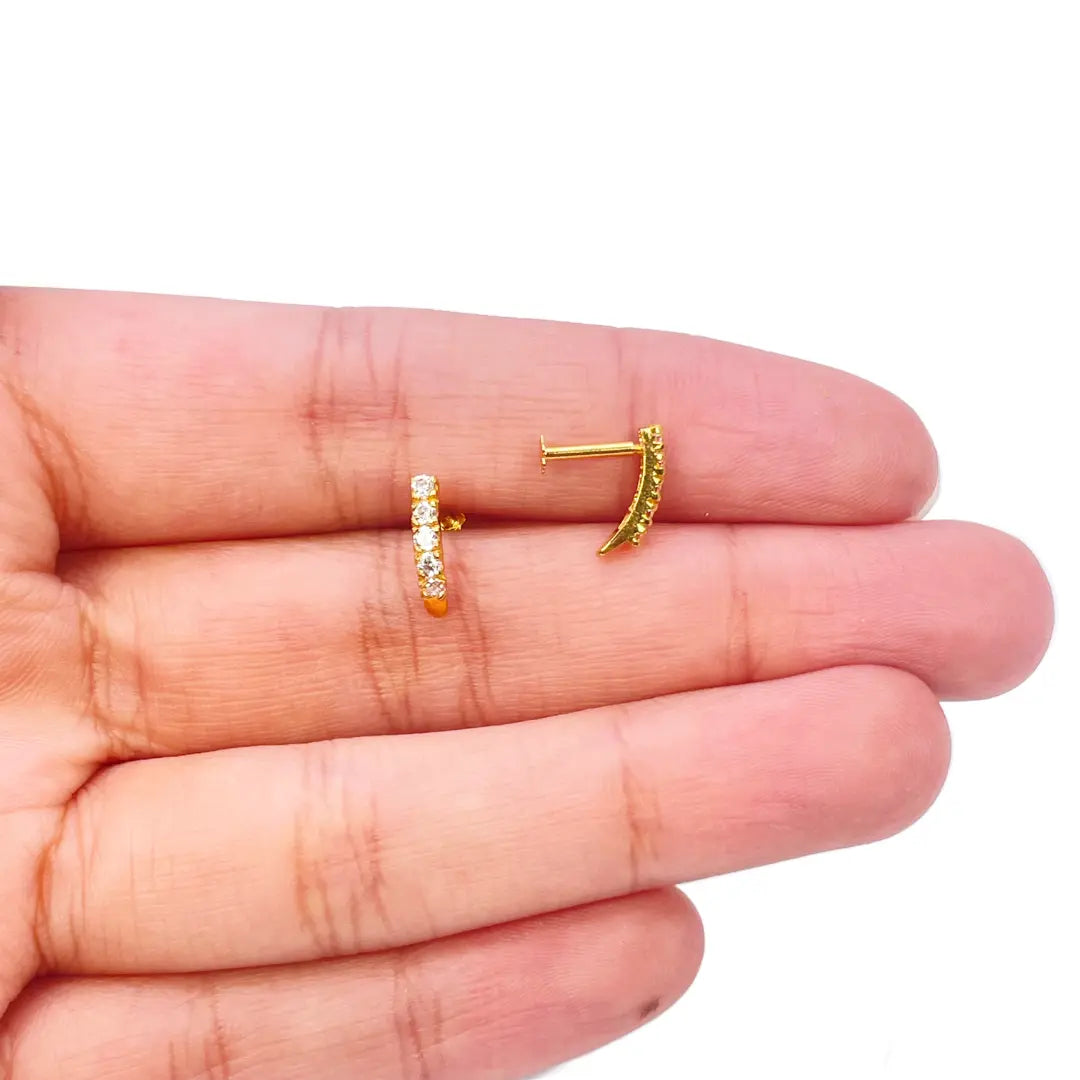 22ct Yellow Gold Five Stone Cubic Zirconia Half Hoop Childrens Earrings 10.6mm 