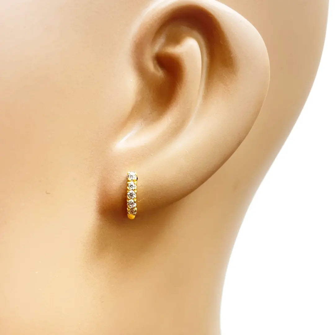 22ct Yellow Gold Five Stone Cubic Zirconia Half Hoop Childrens Earrings 10.6mm 