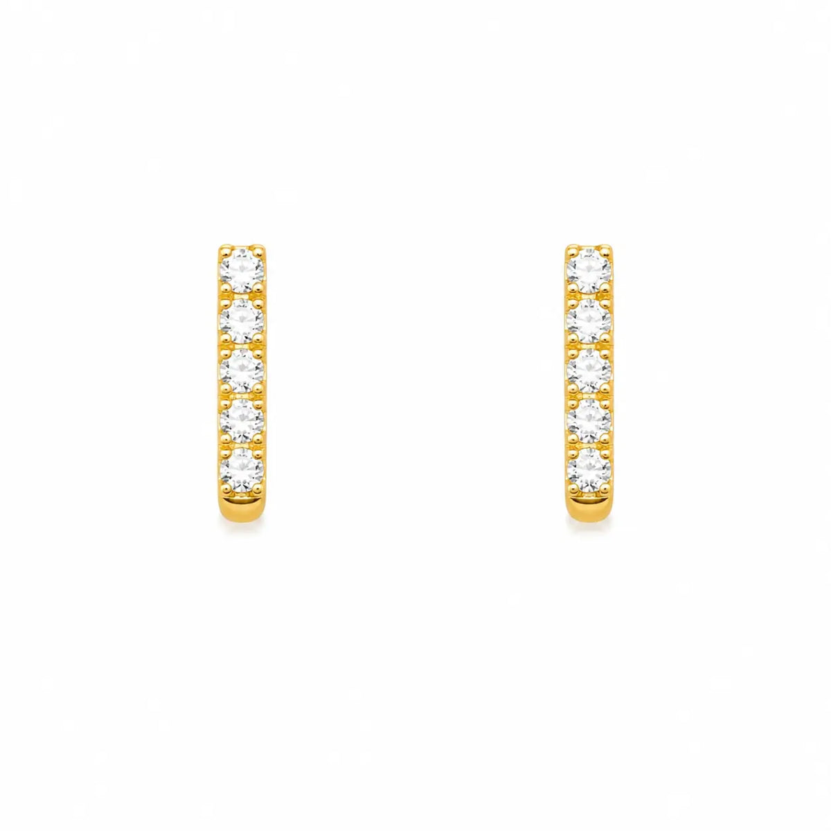 22ct Yellow Gold Five Stone Cubic Zirconia Half Hoop Childrens Earrings 10.6mm  Children's gold earring
