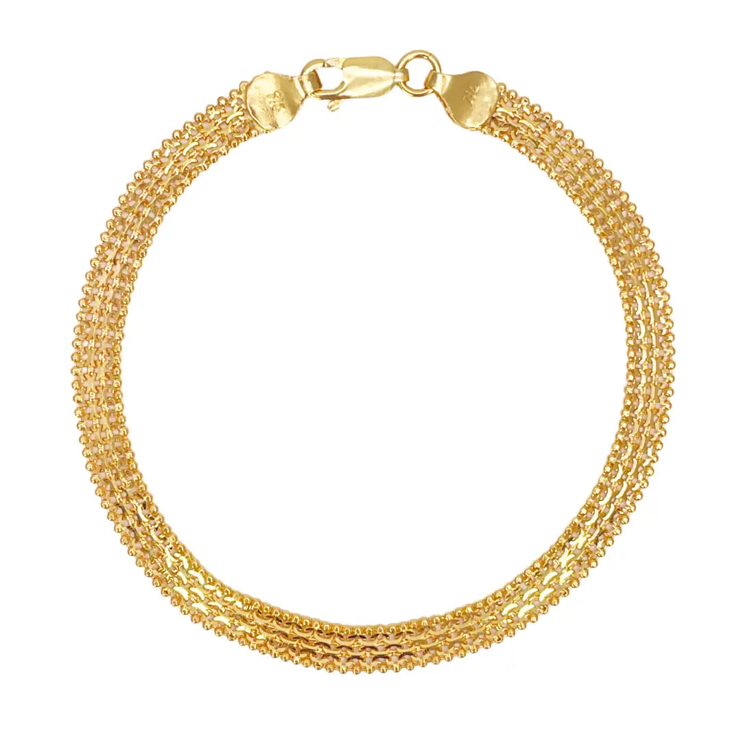 22ct Yellow Gold Flat Braided Twisted Bracelet 7 Inches 5mm width 
