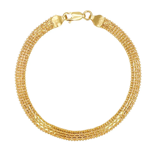 22ct Yellow Gold Flat Braided Twisted Bracelet 7 Inches 5mm width 
