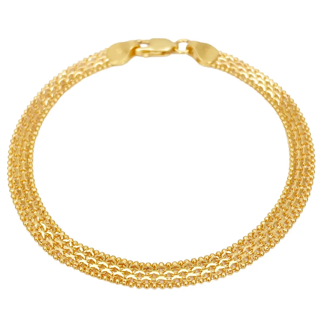 22ct Yellow Gold Flat Braided Twisted Bracelet 7 Inches 5mm width 