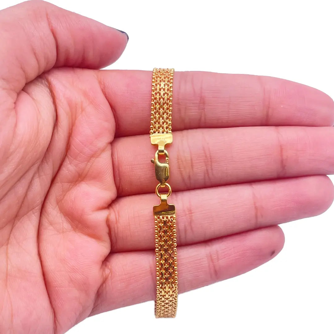 22ct Yellow Gold Flat Braided Twisted Bracelet 7 Inches 5mm width 