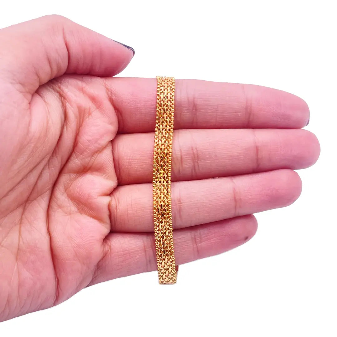 22ct Yellow Gold Flat Braided Twisted Bracelet 7 Inches 5mm width 
