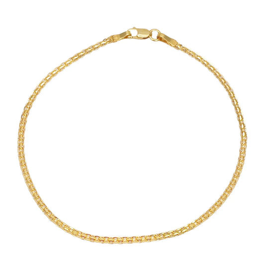 22ct Yellow Gold Flat Chain High Polished Bracelet 7'' inches 1.7mm Wide 