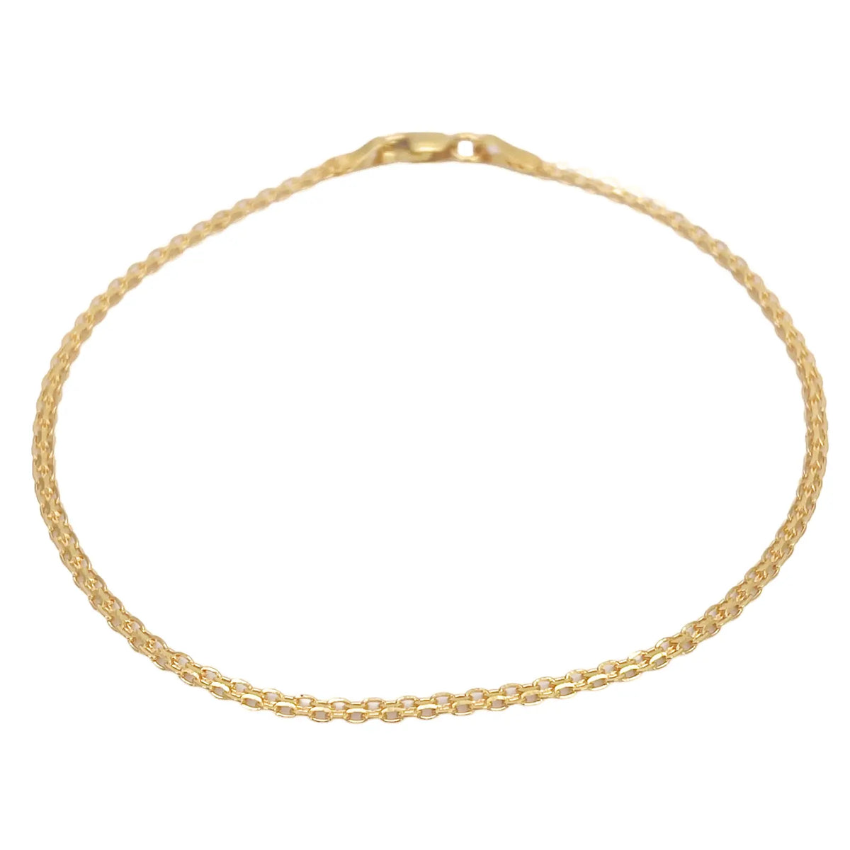 22ct Yellow Gold Flat Chain High Polished Bracelet 7'' inches 1.7mm Wide 