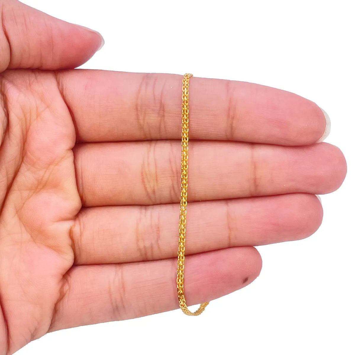 22ct Yellow Gold Flat Chain High Polished Bracelet 7'' inches 1.7mm Wide 