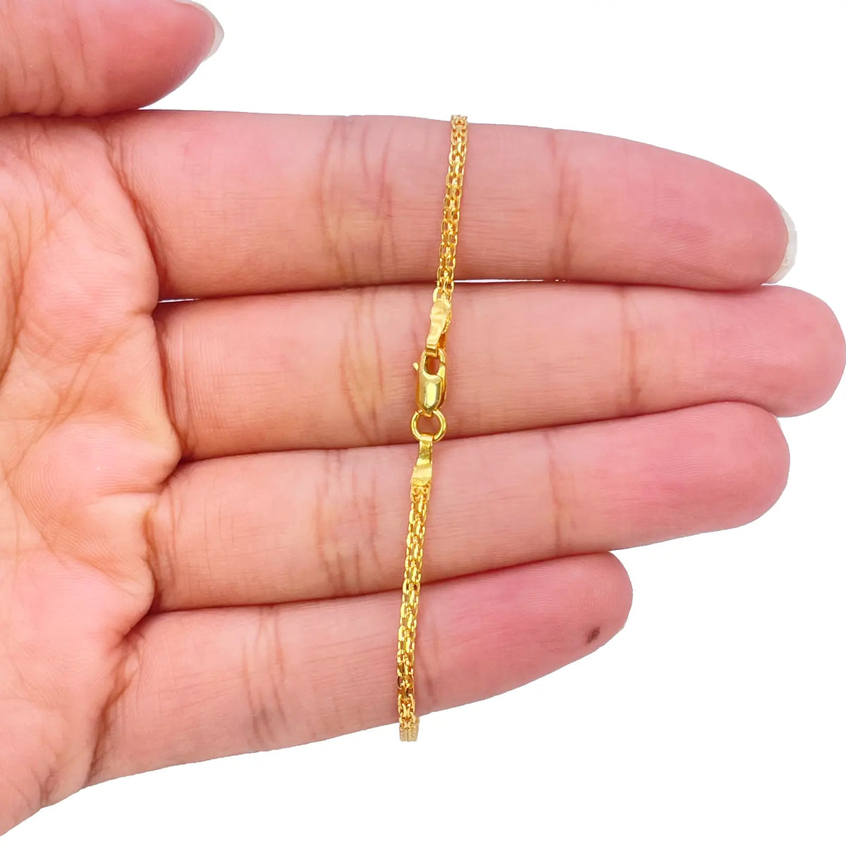 22ct Yellow Gold Flat Chain High Polished Bracelet 7'' inches 1.7mm Wide 