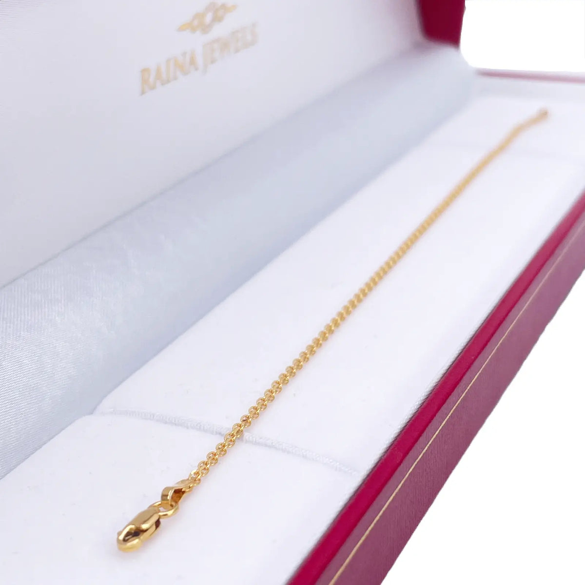 22ct Yellow Gold Flat Chain High Polished Bracelet 7'' inches 1.7mm Wide 