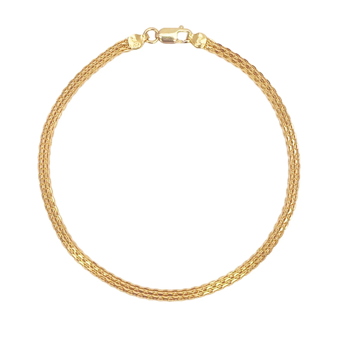 22ct Yellow Gold Flat High Polished Chain Bracelet 7'' inches 2.4mm Wide 