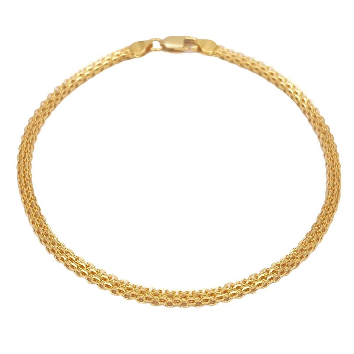 22ct Yellow Gold Flat High Polished Chain Bracelet 7'' inches 2.4mm Wide 