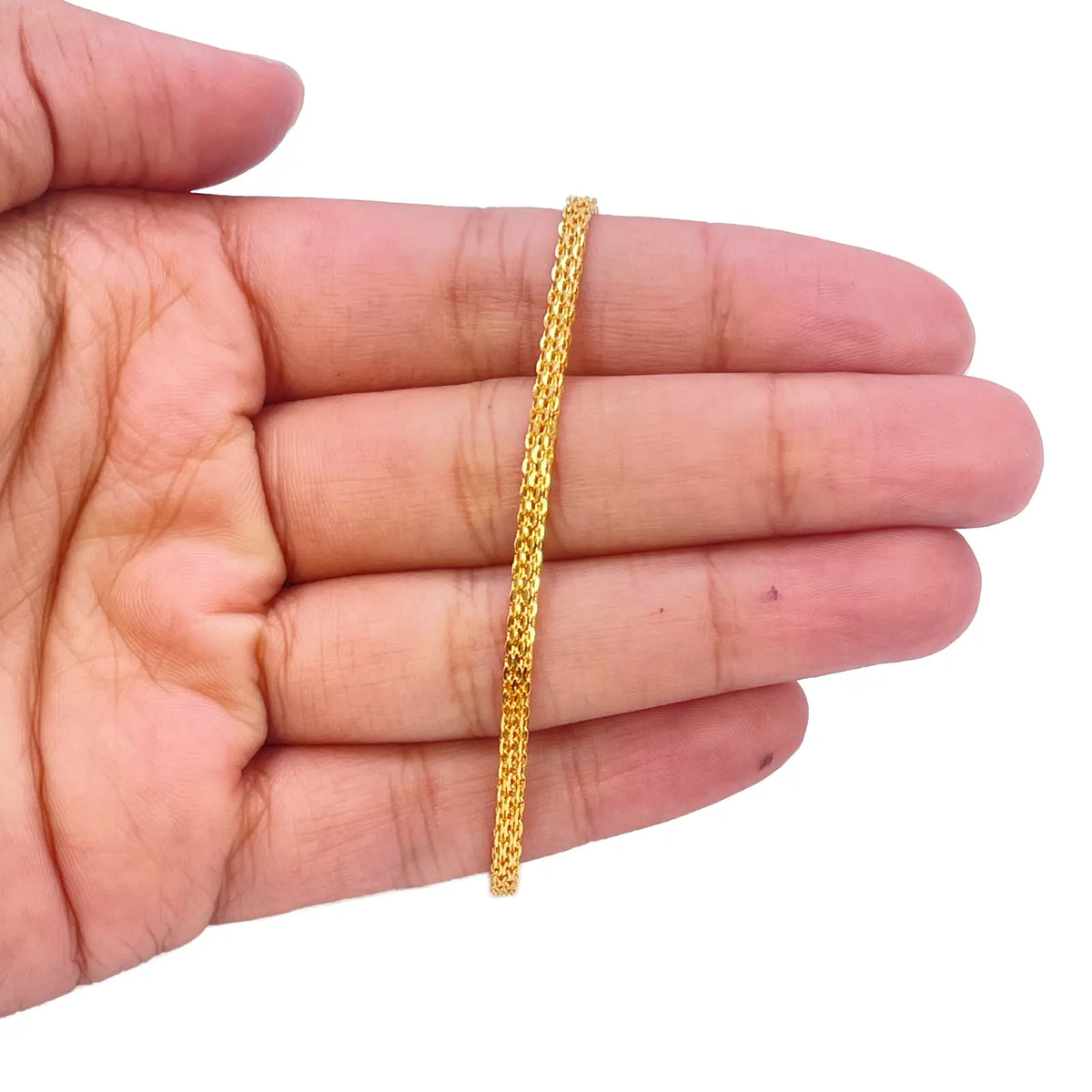 22ct Yellow Gold Flat High Polished Chain Bracelet 7'' inches 2.4mm Wide 