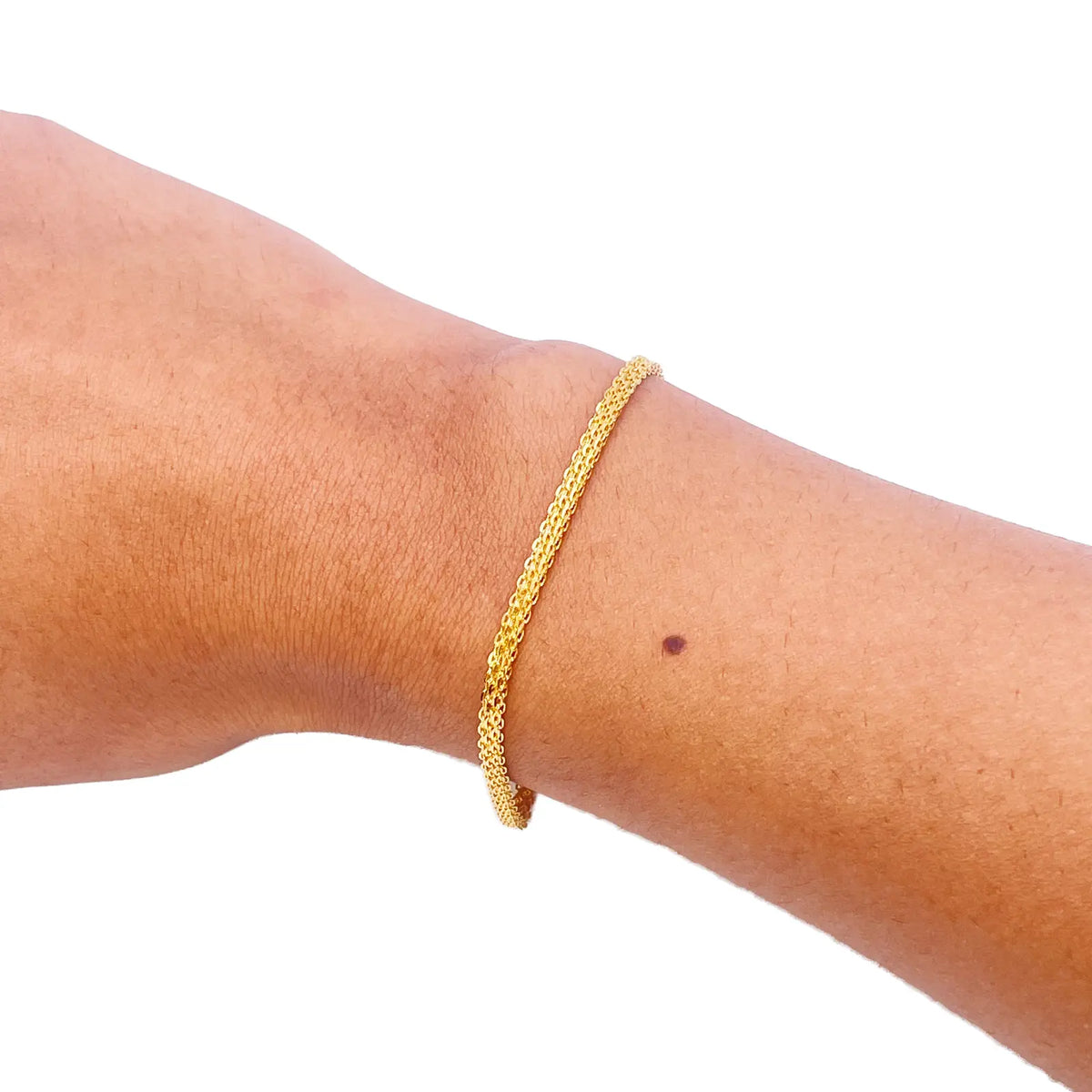 22ct Yellow Gold Flat High Polished Chain Bracelet 7'' inches 2.4mm Wide 